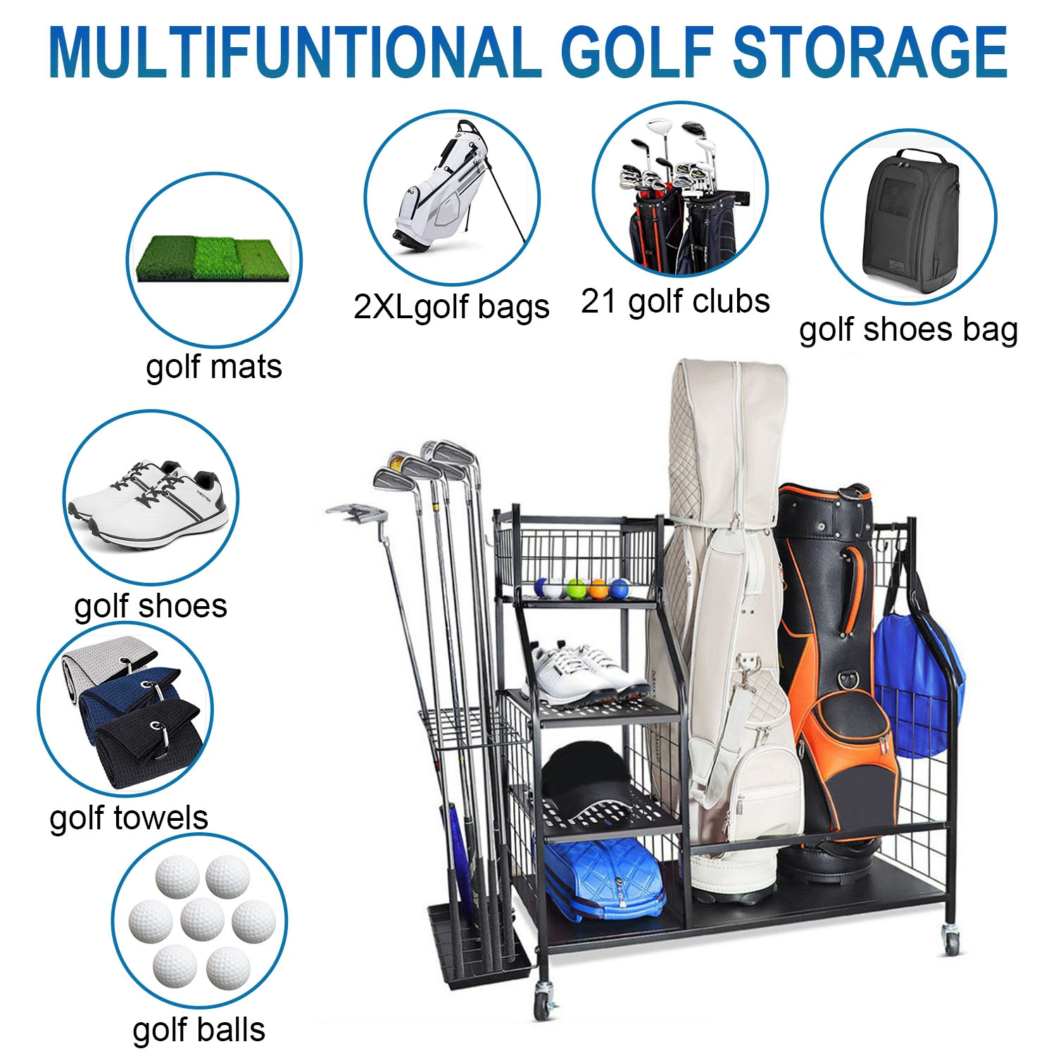 Golf Bag Storage Garage Organi – Sports Equipment Organizer Rack recenzja i cena