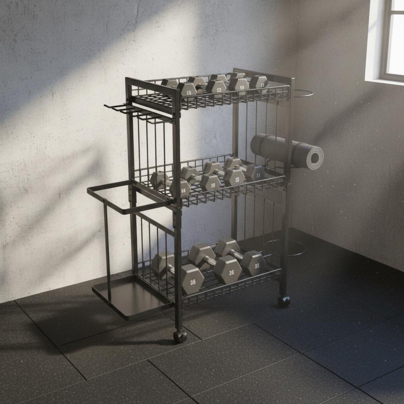Mobile Gym Equipment Rack Spac – Sports Equipment Organizer Rack recenzja i cena