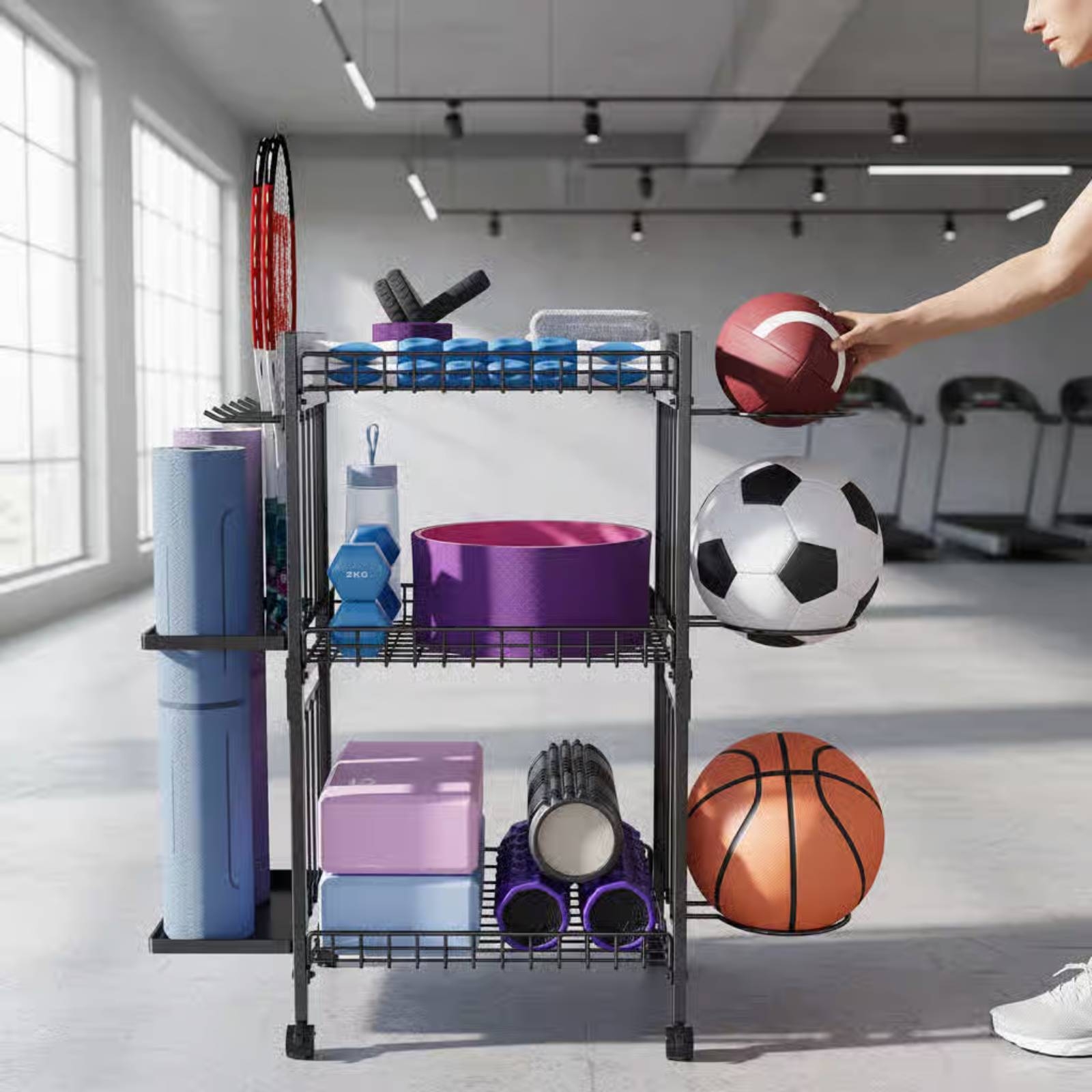 Mobile Gym Equipment Rack Spac – Sports Equipment Organizer Rack recenzja i cena