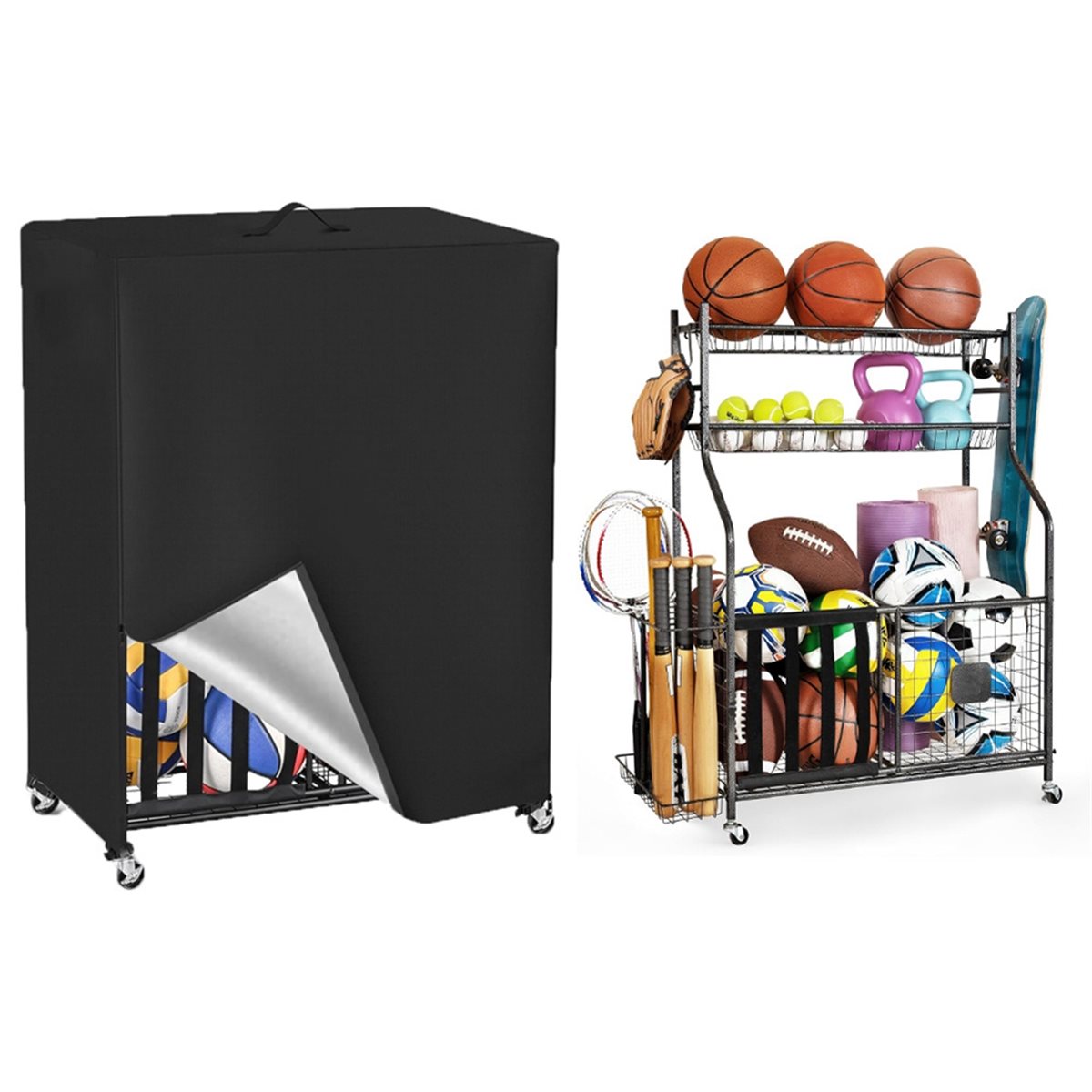 Basketball Rack Cover Garage S – Sports Equipment Organizer Rack recenzja i cena