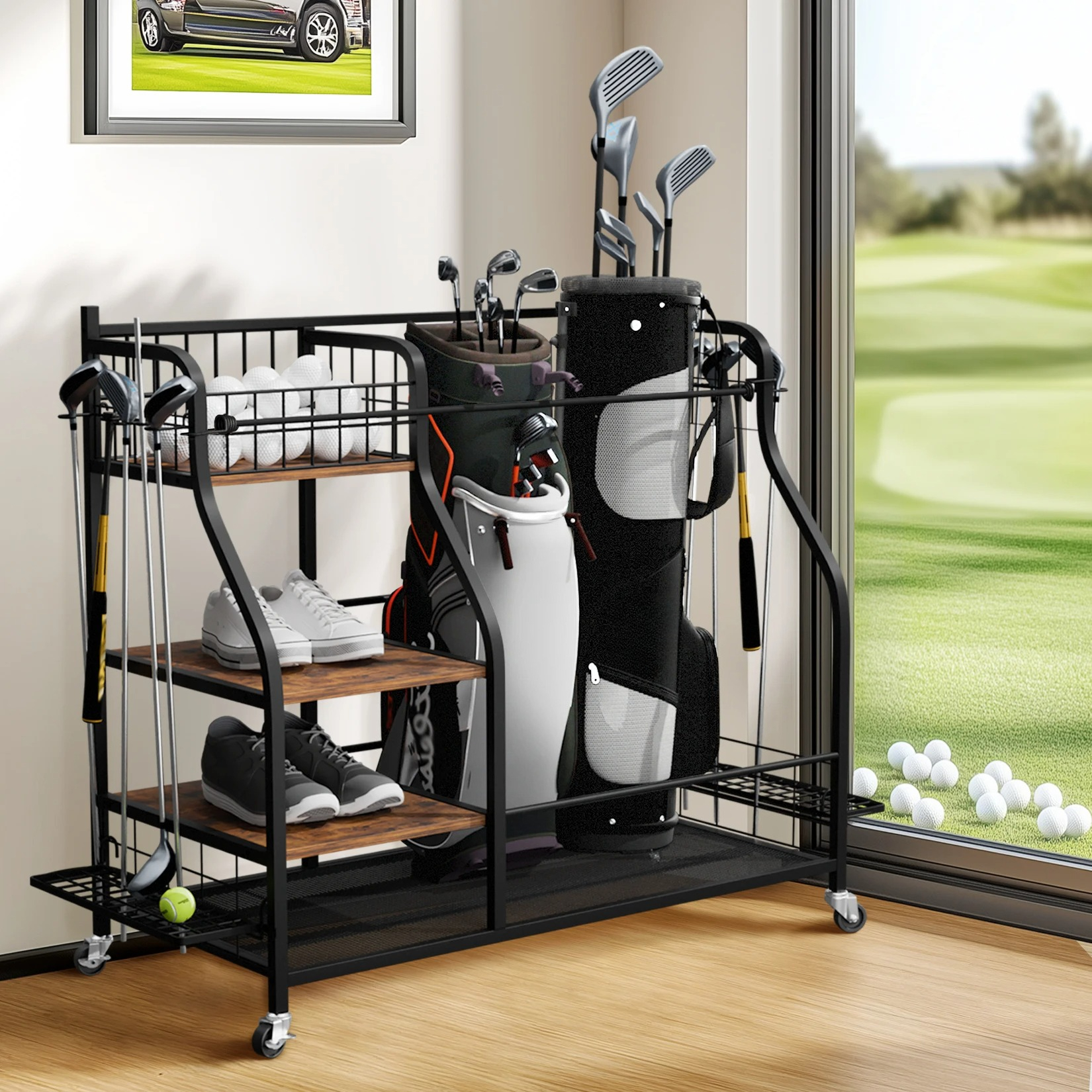 Multifunctional Rolling Golf B – Sports Equipment Organizer Rack recenzja i cena