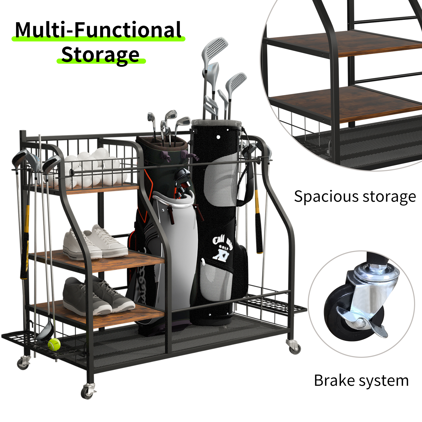 Multifunctional Rolling Golf B – Sports Equipment Organizer Rack recenzja i cena
